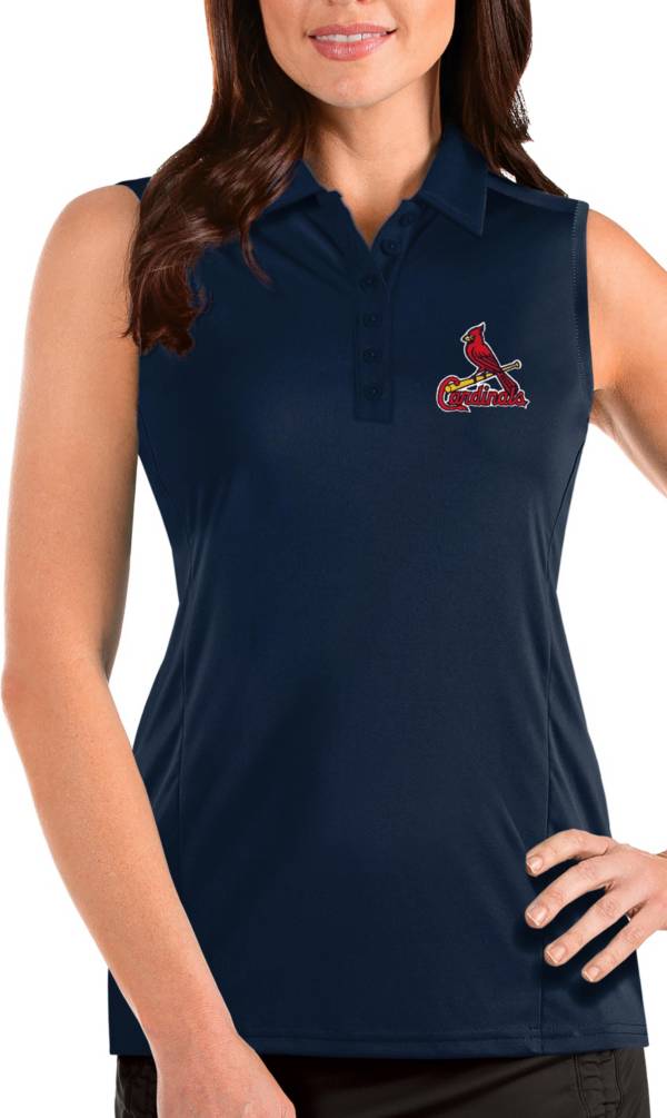 Antigua Women's St. Louis Cardinals Navy Tribute Sleeveless Polo