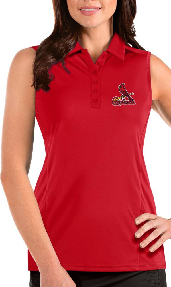 Antigua Women's St. Louis Cardinals Red Tribute Sleeveless Polo