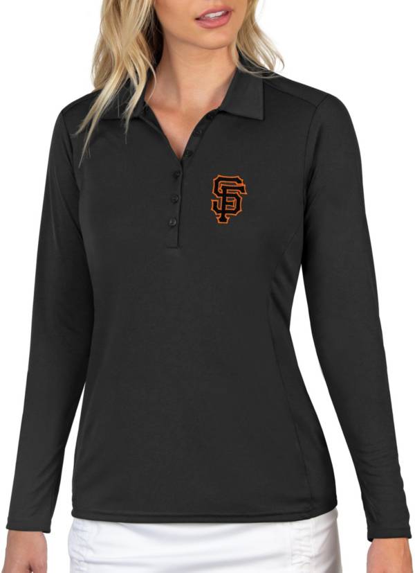 Antigua Women's San Francisco Giants Tribute Long Sleeve Performance Black Polo