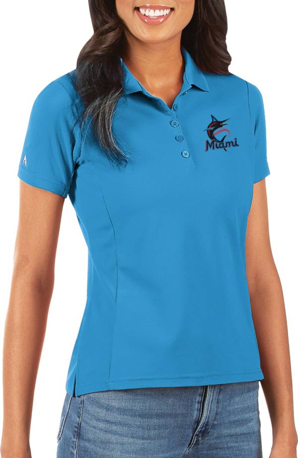 Antigua Women's Miami Marlins Blue Legacy Pique Polo