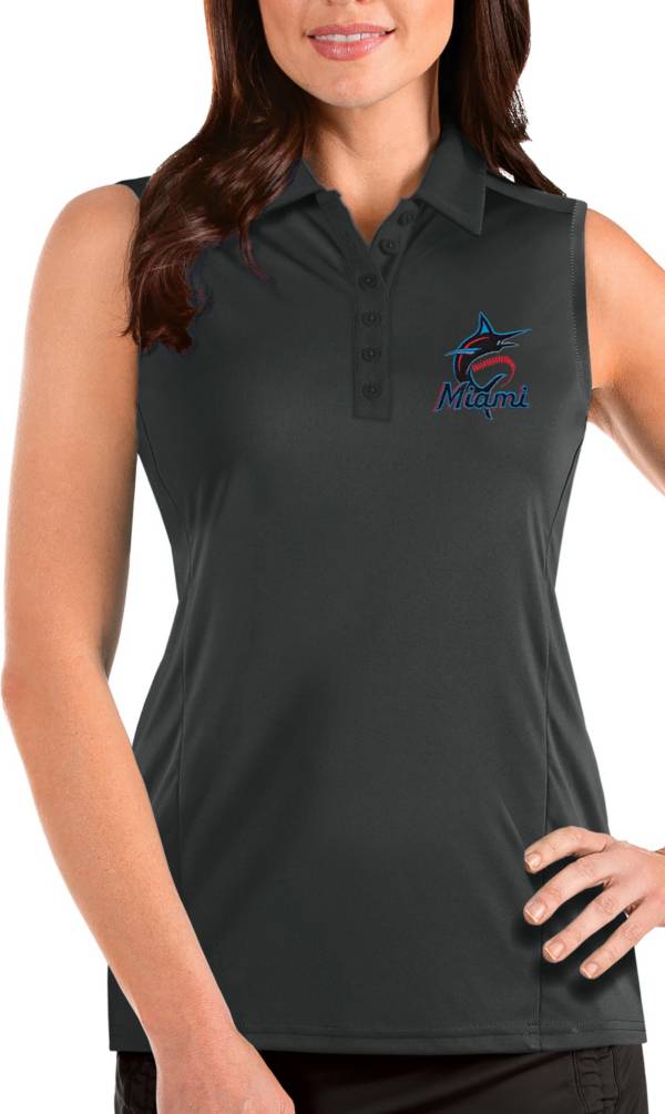 Antigua Women's Miami Marlins Grey Tribute Sleeveless Polo