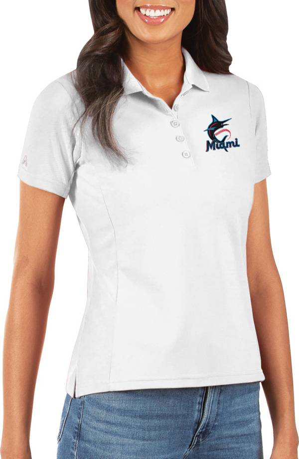 Antigua Women's Miami Marlins White Legacy Pique Polo