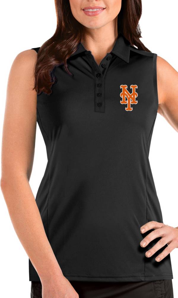 Antigua Women's New York Mets Black Tribute Sleeveless Polo