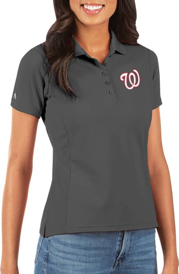 Antigua Women's Washington Nationals Grey Legacy Pique Polo