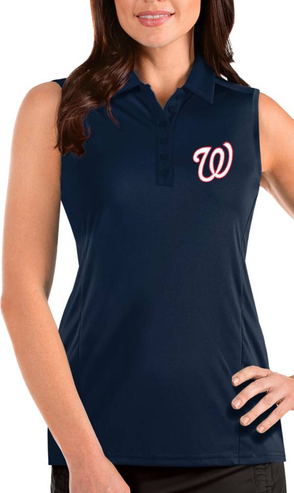 Antigua Women's Washington Nationals Navy Tribute Sleeveless Polo