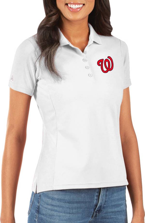 Antigua Women's Washington Nationals White Legacy Pique Polo