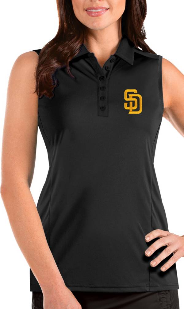 Antigua Women's San Diego Padres Black Tribute Sleeveless Polo