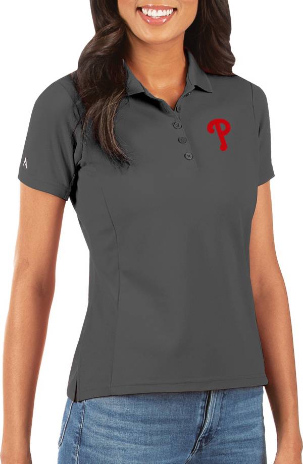 Antigua Women's Philadelphia Phillies Grey Legacy Pique Polo