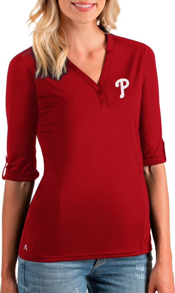Antigua Women's Philadelphia Phillies Red Accolade Three-Quarter Sleeve Polo product image