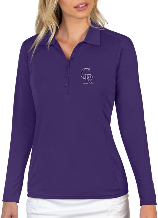 Antigua Women's Colorado Rockies Purple Tribute Long Sleeve Performance Polo