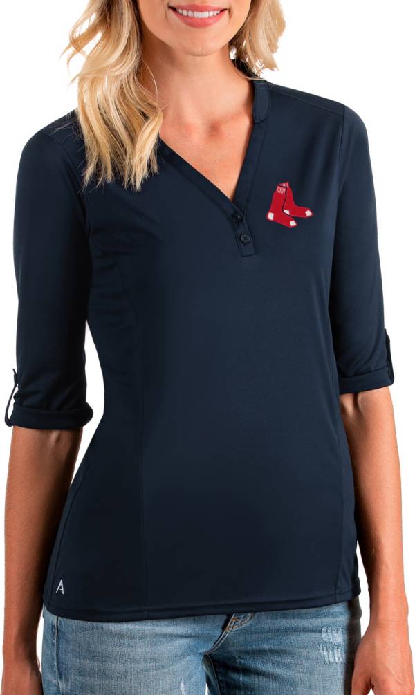 Antigua Women's Boston Red Sox Navy Accolade Three-Quarter Sleeve Polo