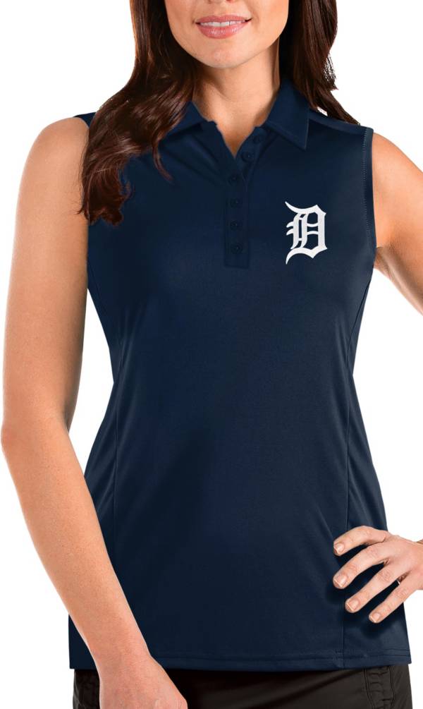 Antigua Women's Detroit Tigers Navy Tribute Sleeveless Polo