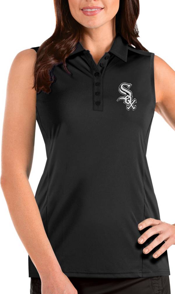 Antigua Women's Chicago White Sox Black Tribute Sleeveless Polo