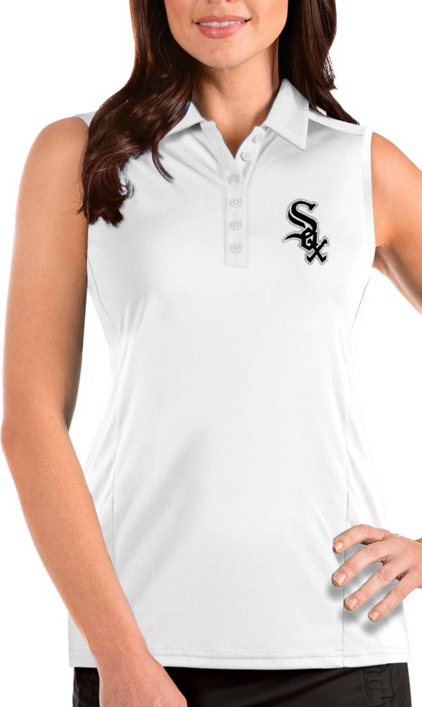 Antigua Women's Chicago White Sox White Tribute Sleeveless Polo product image