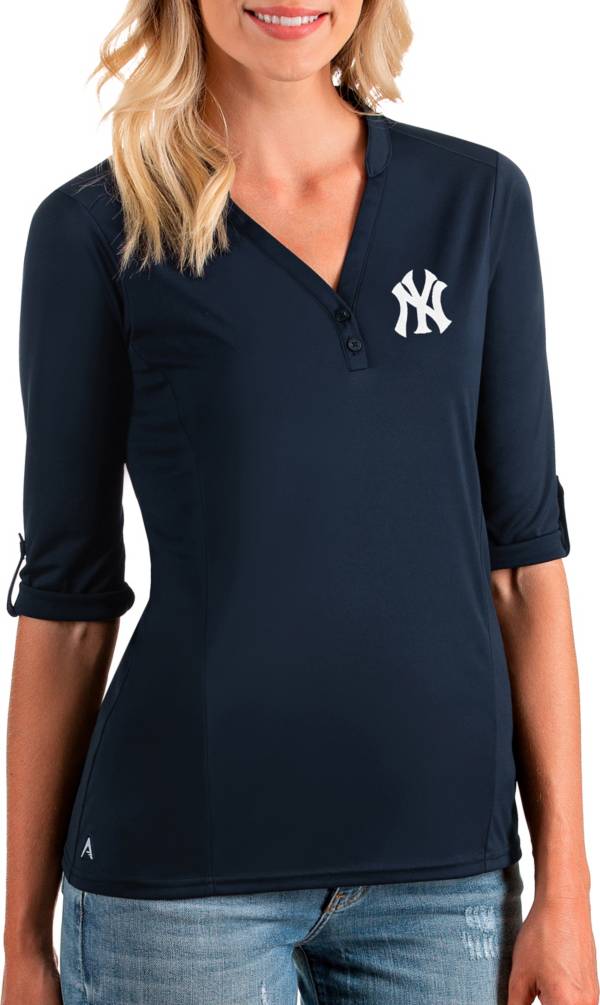 Antigua Women's New York Yankees Navy Accolade Three-Quarter Sleeve Polo