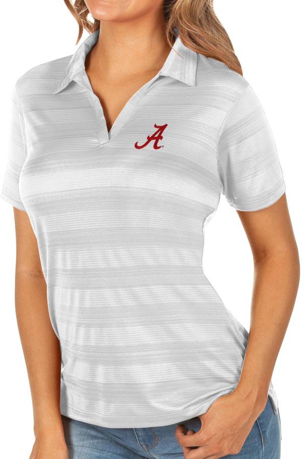 Antigua Women's Alabama Crimson Tide White Compass Polo