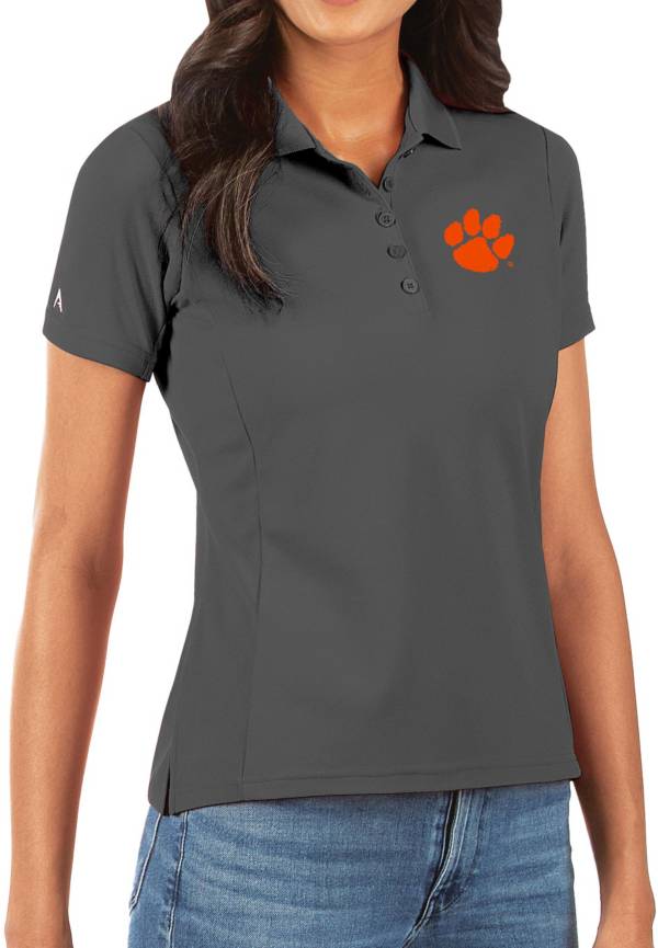 Antigua Women's Clemson Tigers Grey Legacy Pique Polo