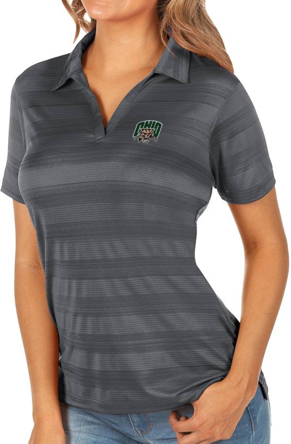 Antigua Women's Ohio Bobcats Grey Compass Polo