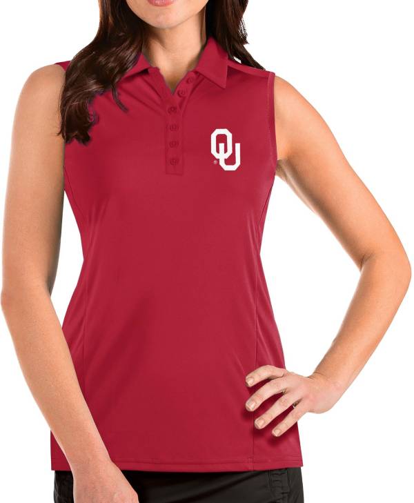 Antigua Women's Oklahoma Sooners Crimson Tribute Sleeveless Tank Top