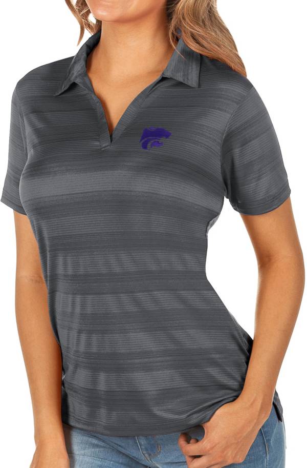 Antigua Women's Kansas State Wildcats Grey Compass Polo