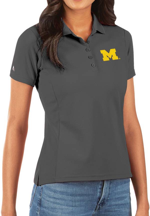 Antigua Women's Michigan Wolverines Grey Legacy Pique Polo product image