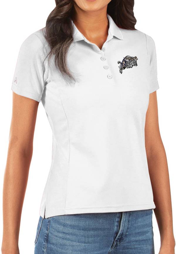 Antigua Women's Navy Midshipmen Legacy Pique White Polo