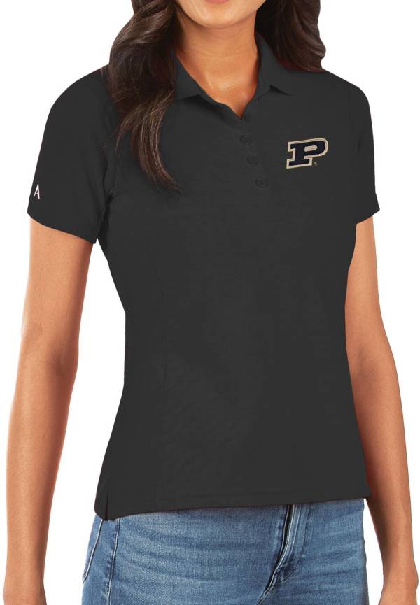 Antigua Women's Purdue Boilermakers Legacy Pique Black Polo
