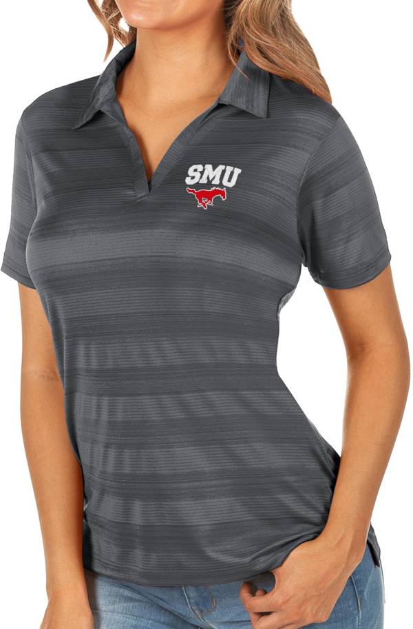 Antigua Women's Southern Methodist Mustangs Grey Compass Polo product image