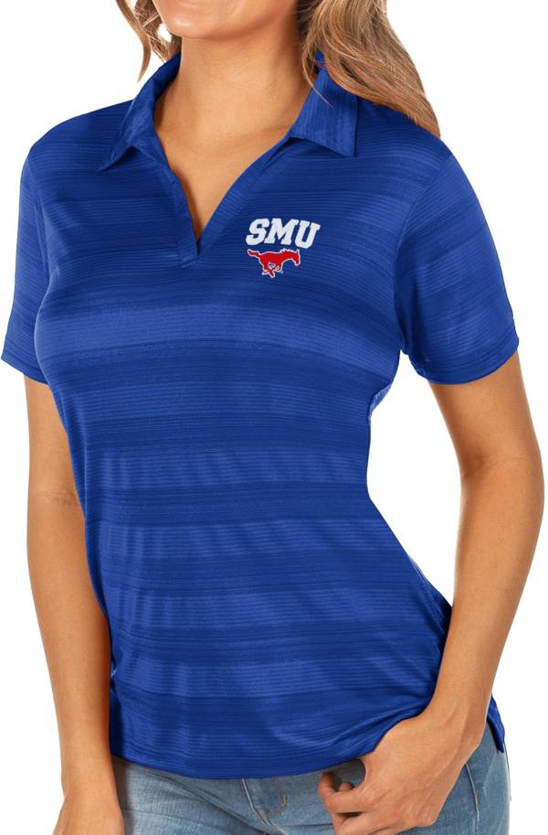 Antigua Women's Southern Methodist Mustangs Blue Compass Polo