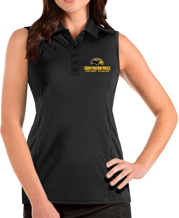 Antigua Women's Southern Miss Golden Eagles Tribute Sleeveless Tank Black Top