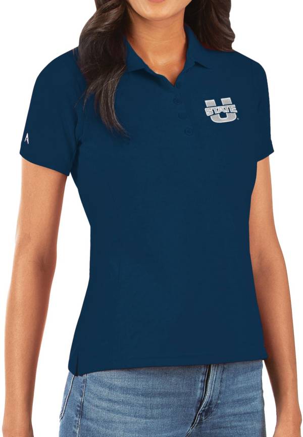 Antigua Women's Utah State Aggies Blue Legacy Pique Polo