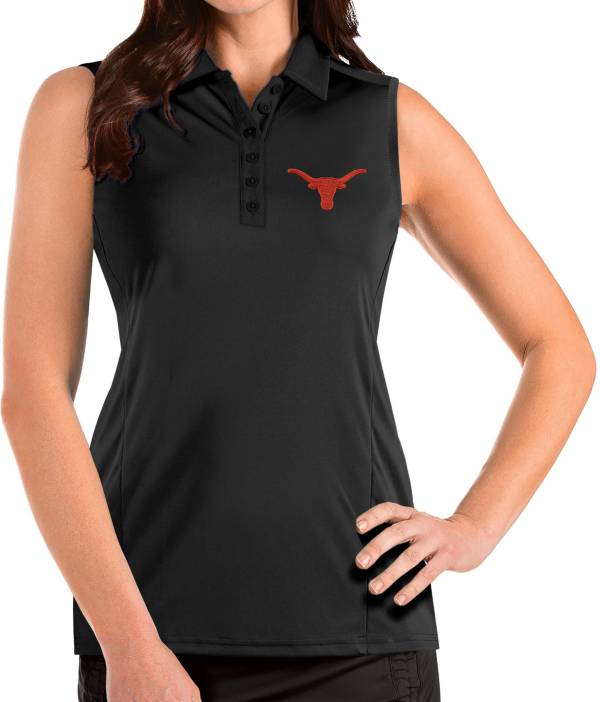 Antigua Women's Texas Longhorns Tribute Sleeveless Black Polo