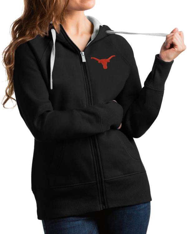 Antigua Women's Texas Longhorns Victory Full-Zip Black Hoodie