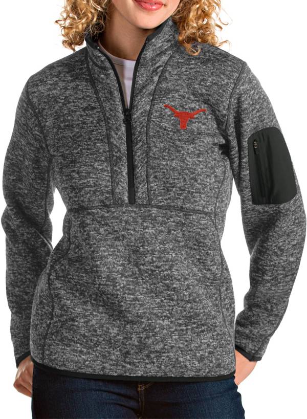 Antigua Women's Texas Longhorns Grey Fortune Pullover Jacket