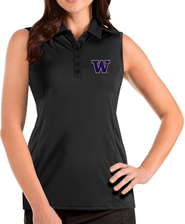 Antigua Women's Washington Huskies Tribute Sleeveless Tank Black Top