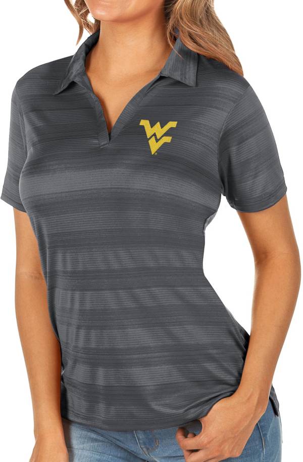 Antigua Women's West Virginia Mountaineers Grey Compass Polo