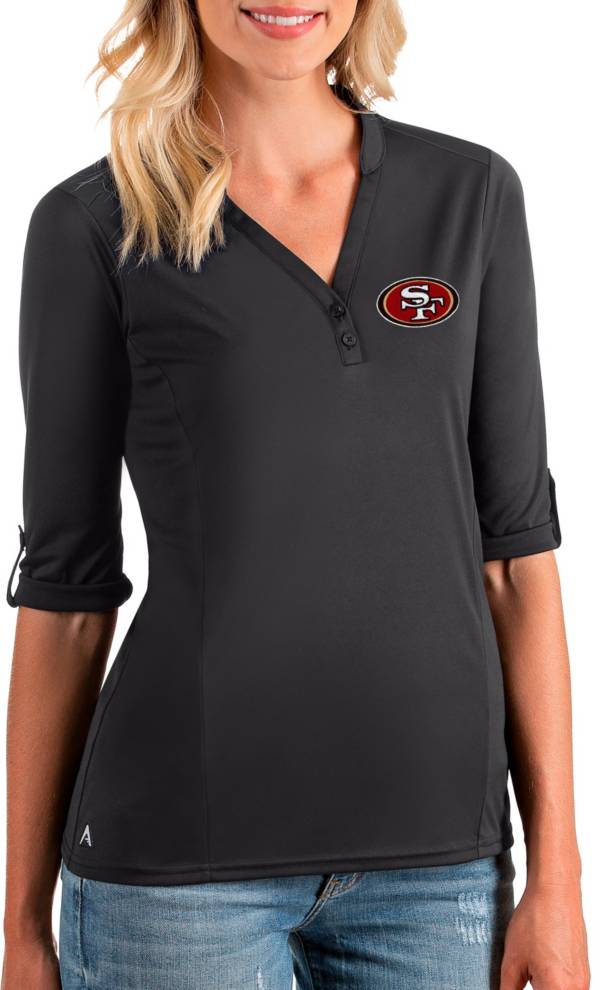 Antigua Women's San Francisco 49ers Accolade Smoke Three-Quarter Sleeve Polo