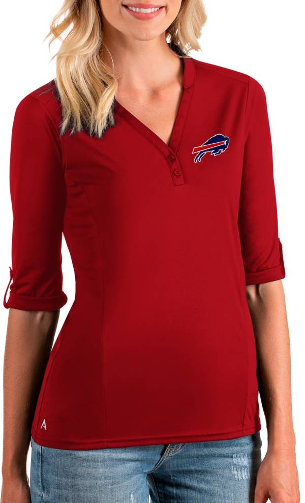 Antigua Women's Buffalo Bills Accolade Red Three-Quarter Sleeve Polo