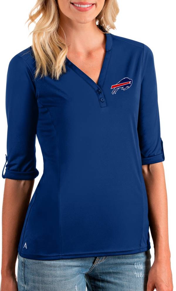 Antigua Women's Buffalo Bills Accolade Blue Three-Quarter Sleeve Polo