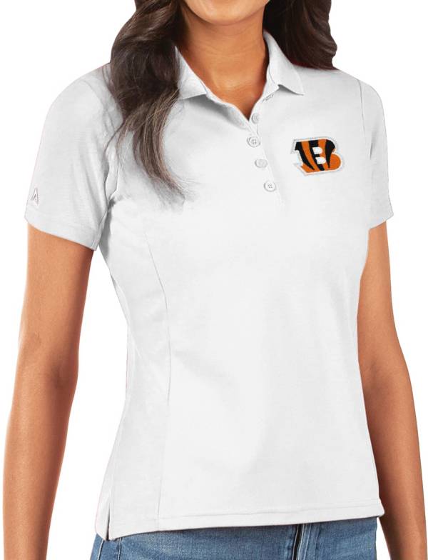 Antigua Women's Cincinnati Bengals White Legacy Pique Polo