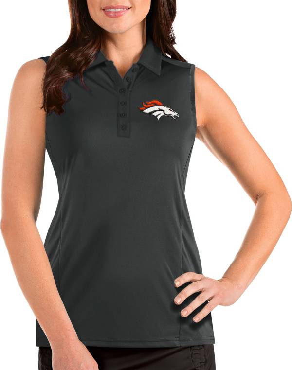 Antigua Women's Denver Broncos Tribute Sleeveless Grey Performance Polo