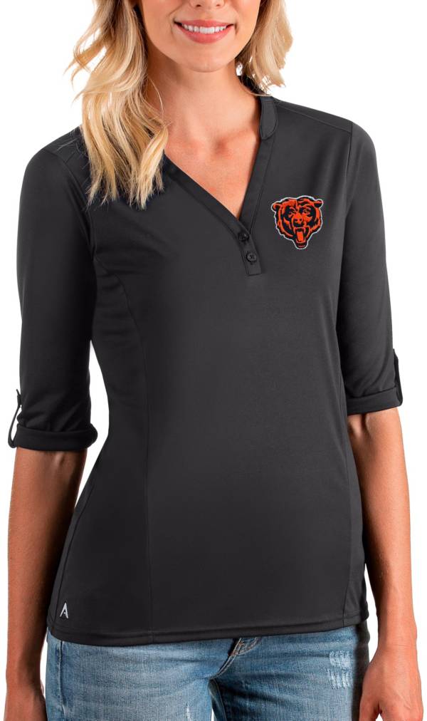 Antigua Women's Chicago Bears Grey Accolade Three-Quarter Sleeve Polo