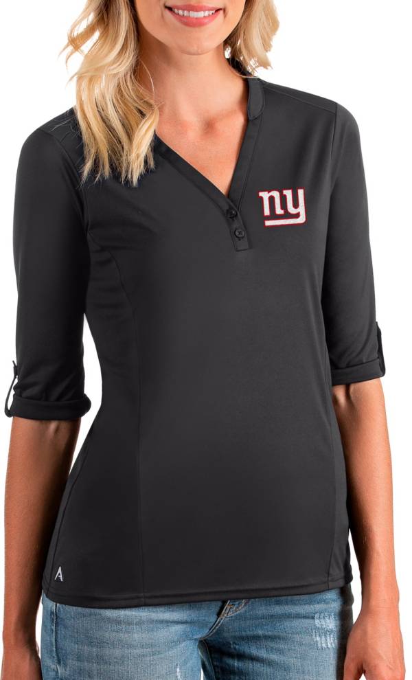 Antigua Women's New York Giants Accolade Smoke Three-Quarter Sleeve Polo