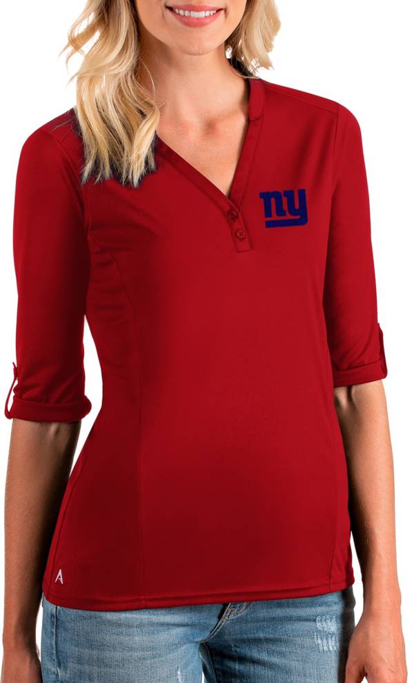 Antigua Women's New York Giants Accolade Red Three-Quarter Sleeve Polo