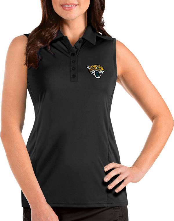 Antigua Women's Jacksonville Jaguars Tribute Sleeveless Black Performance Polo product image