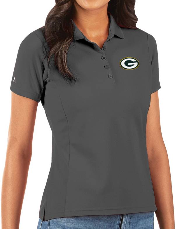 Antigua Women's Green Bay Packers Grey Legacy Pique Polo product image