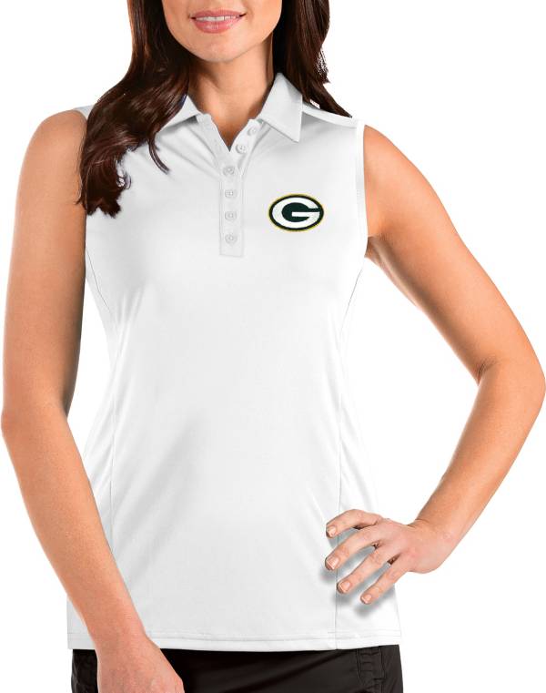 Antigua Women's Green Bay Packers Tribute Sleeveless White Performance Polo product image