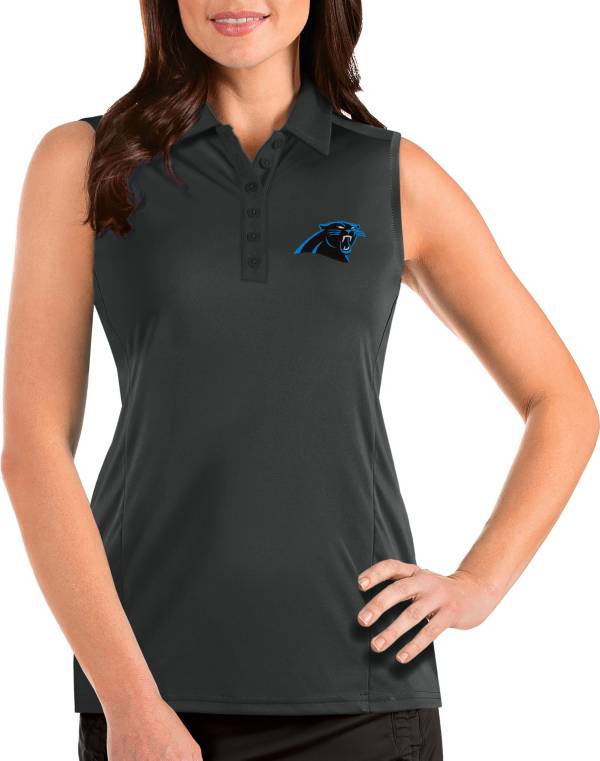 Antigua Women's Carolina Panthers Tribute Sleeveless Grey Performance Polo