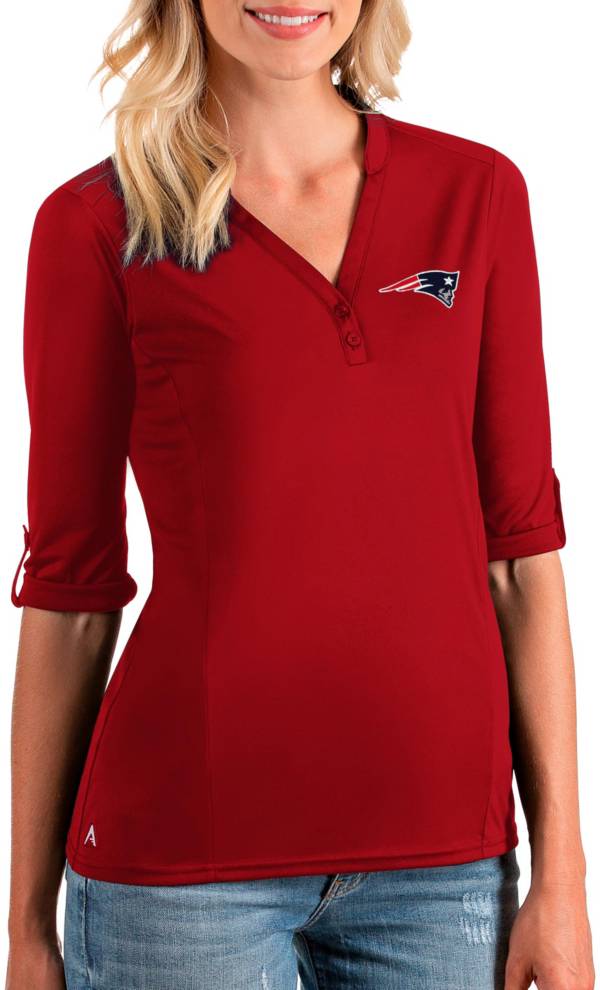 Antigua Women's New England Patriots Accolade Red Three-Quarter Sleeve Polo