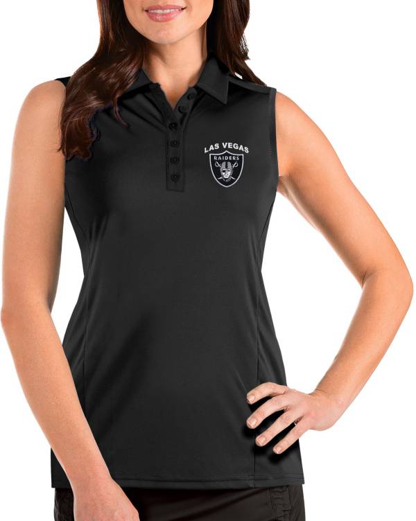 Antigua Women's Las Vegas Raiders Sleeveless Black Performance Polo